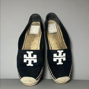 Tory Burch Black and Cream Espadrilles